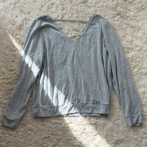Women's Gray V-Neck Top